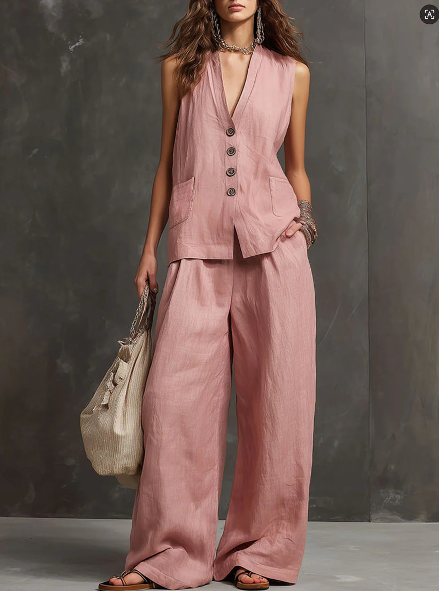 The Linen Vest Set