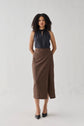 Overlap Linen Midi Skirt KEMETIX