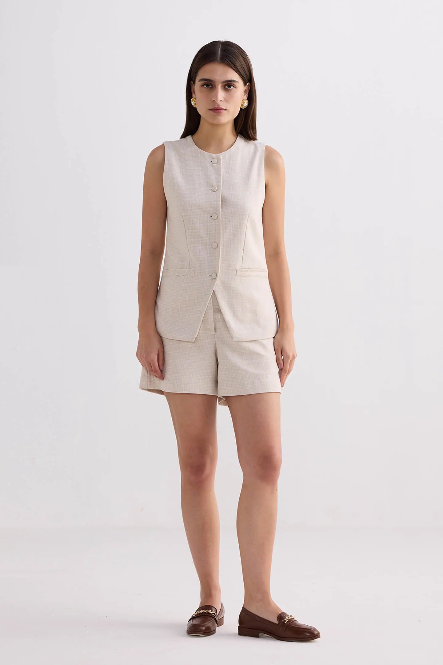 Cream Tweed Vest KEMETIX