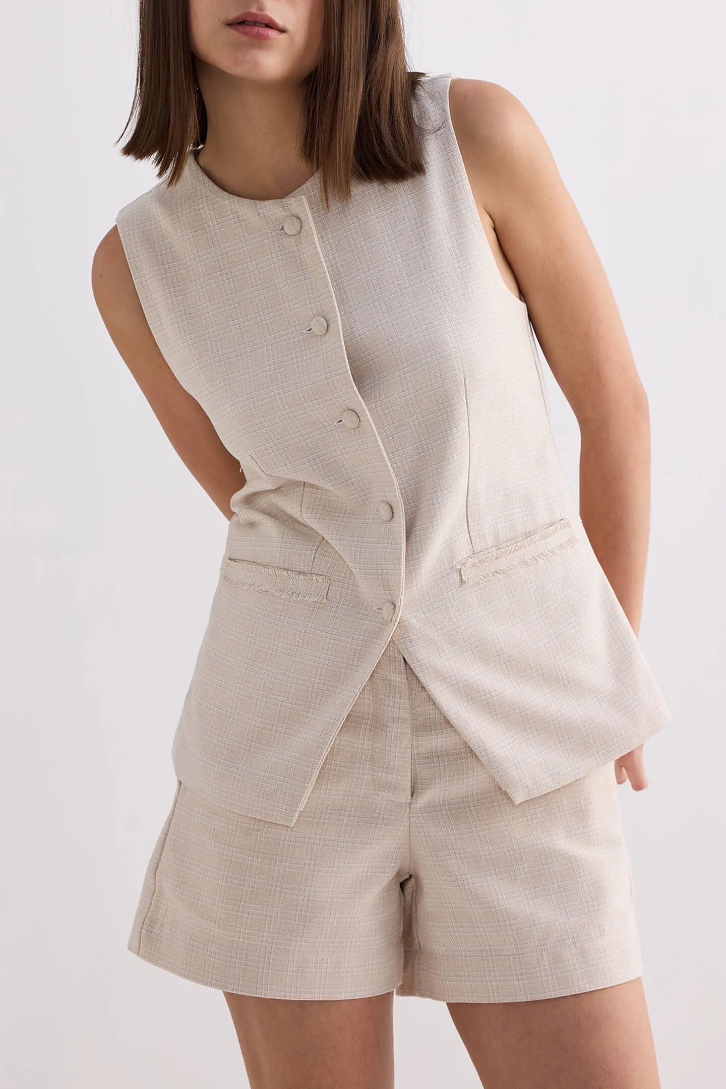 Cream Tweed Vest KEMETIX