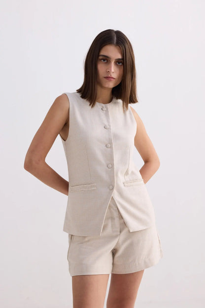 Cream Tweed Vest KEMETIX