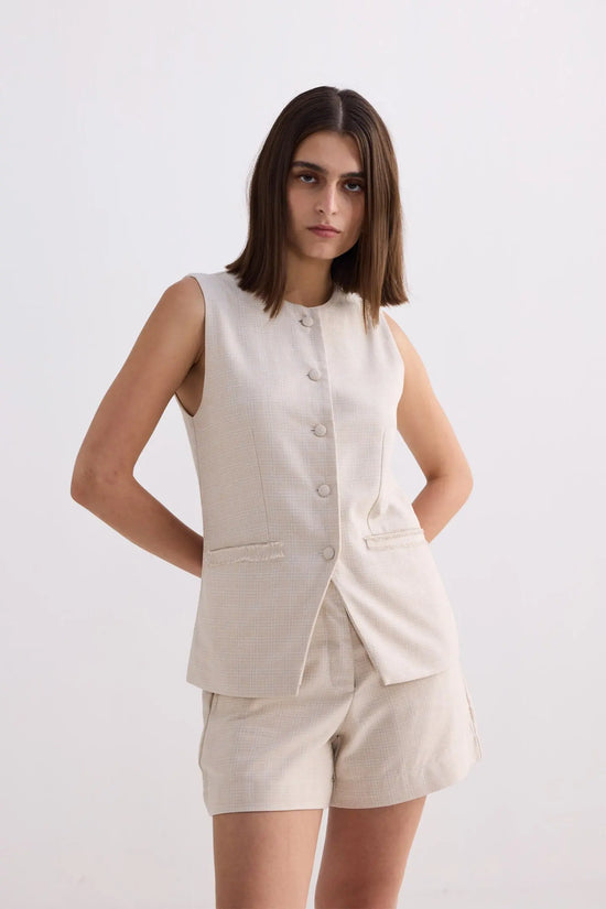 Cream Tweed Vest KEMETIX