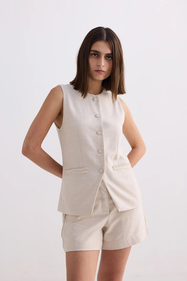 Cream Tweed Vest KEMETIX