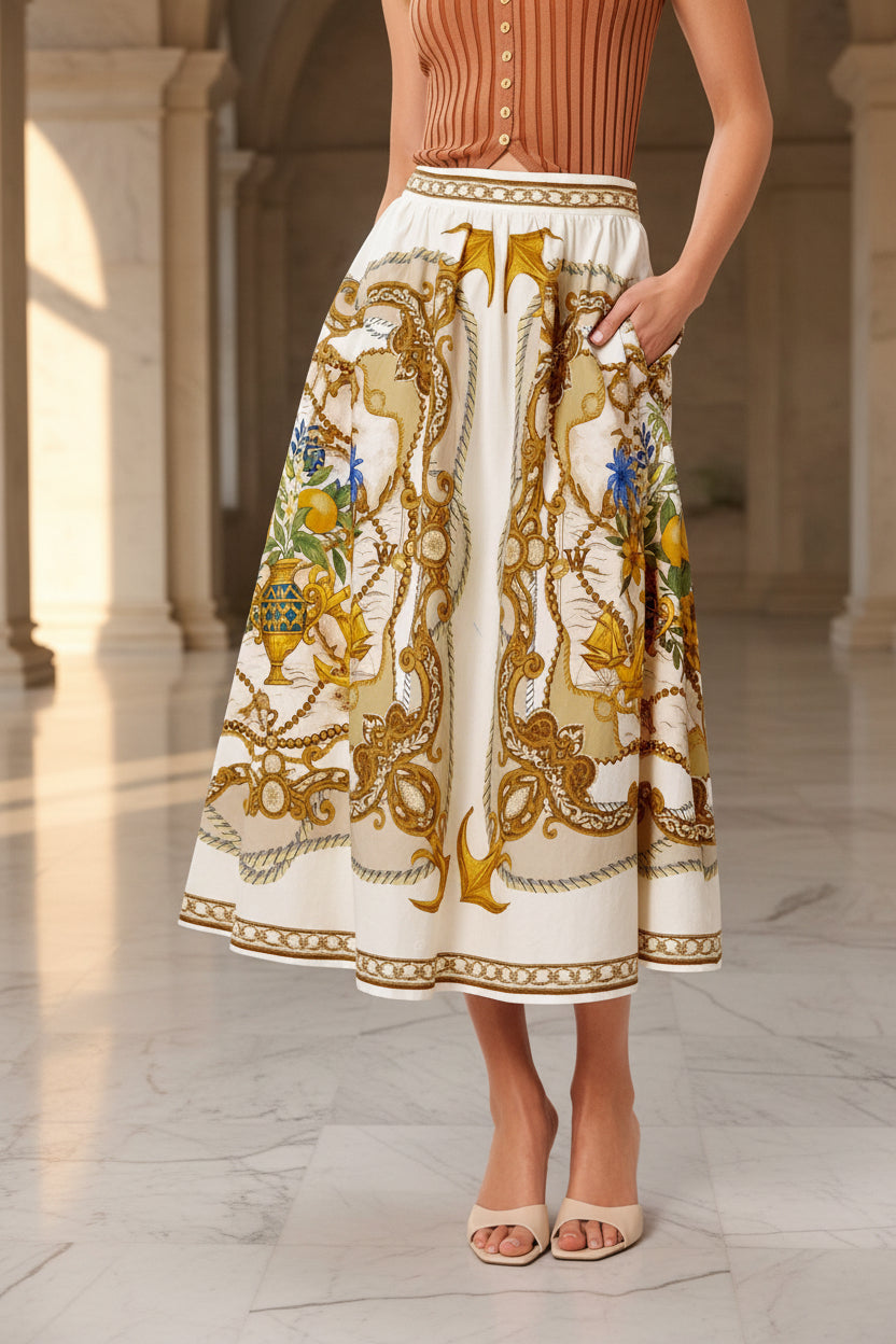 Woven Midi Skirt