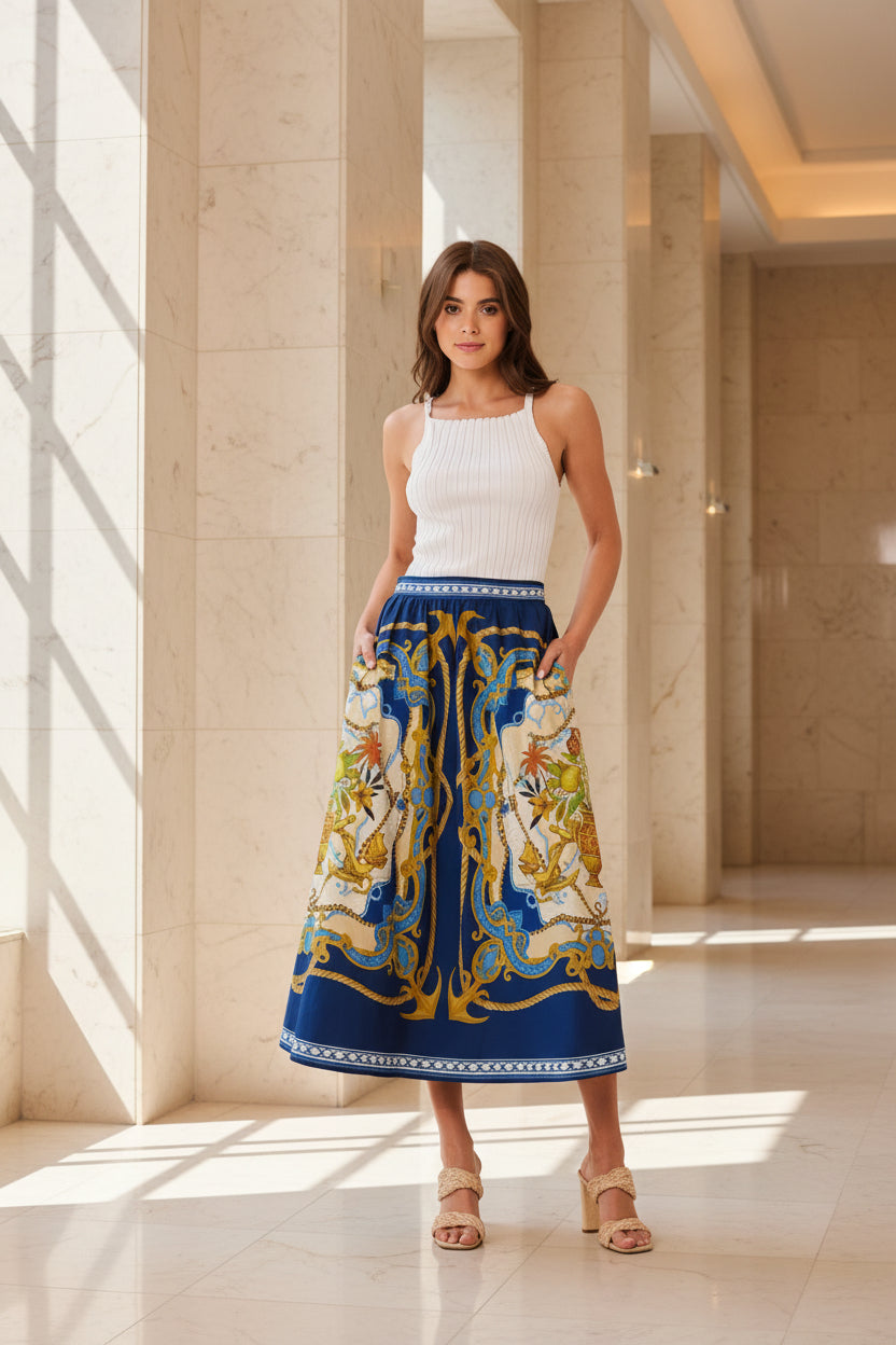 Woven Midi Skirt