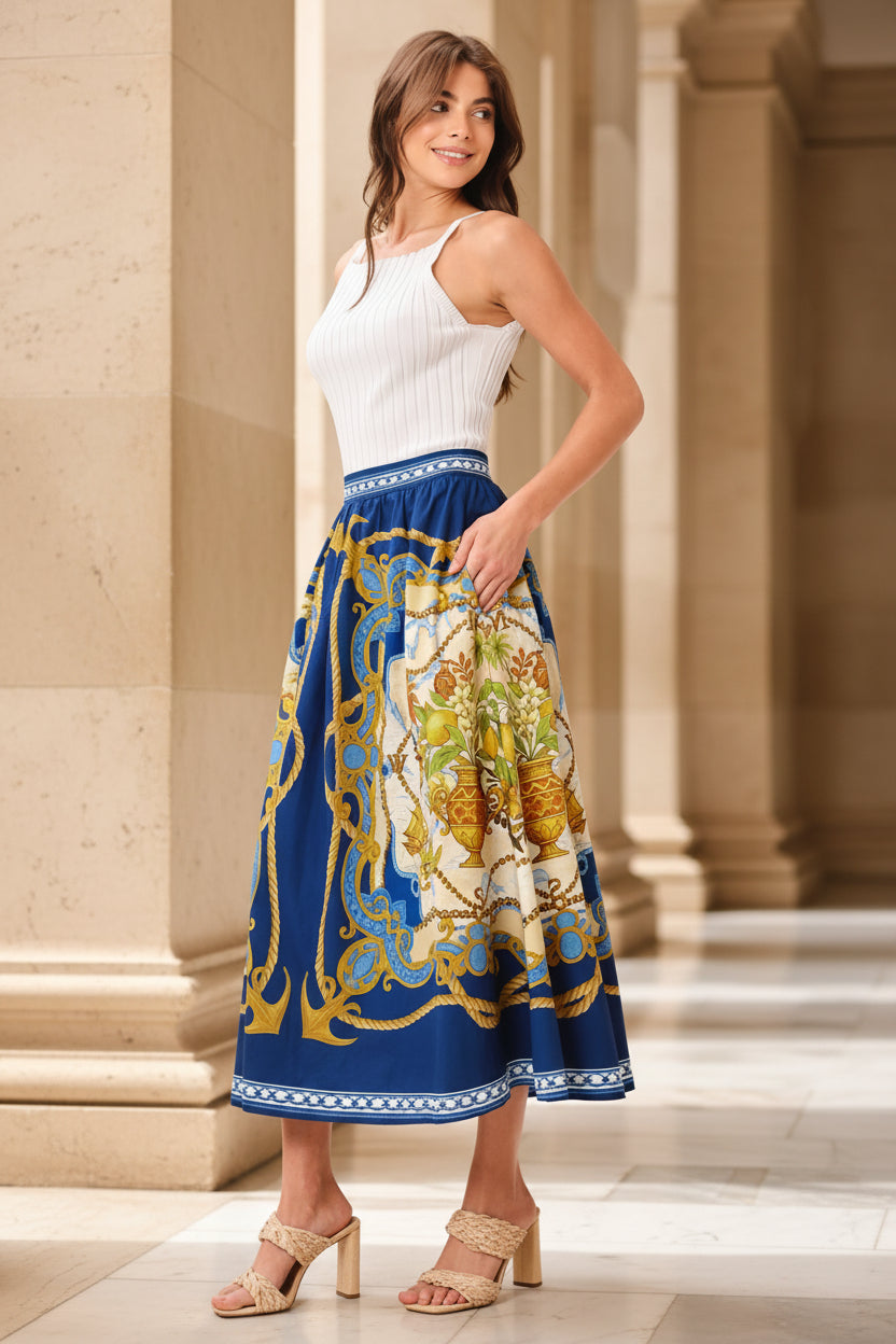 Woven Midi Skirt