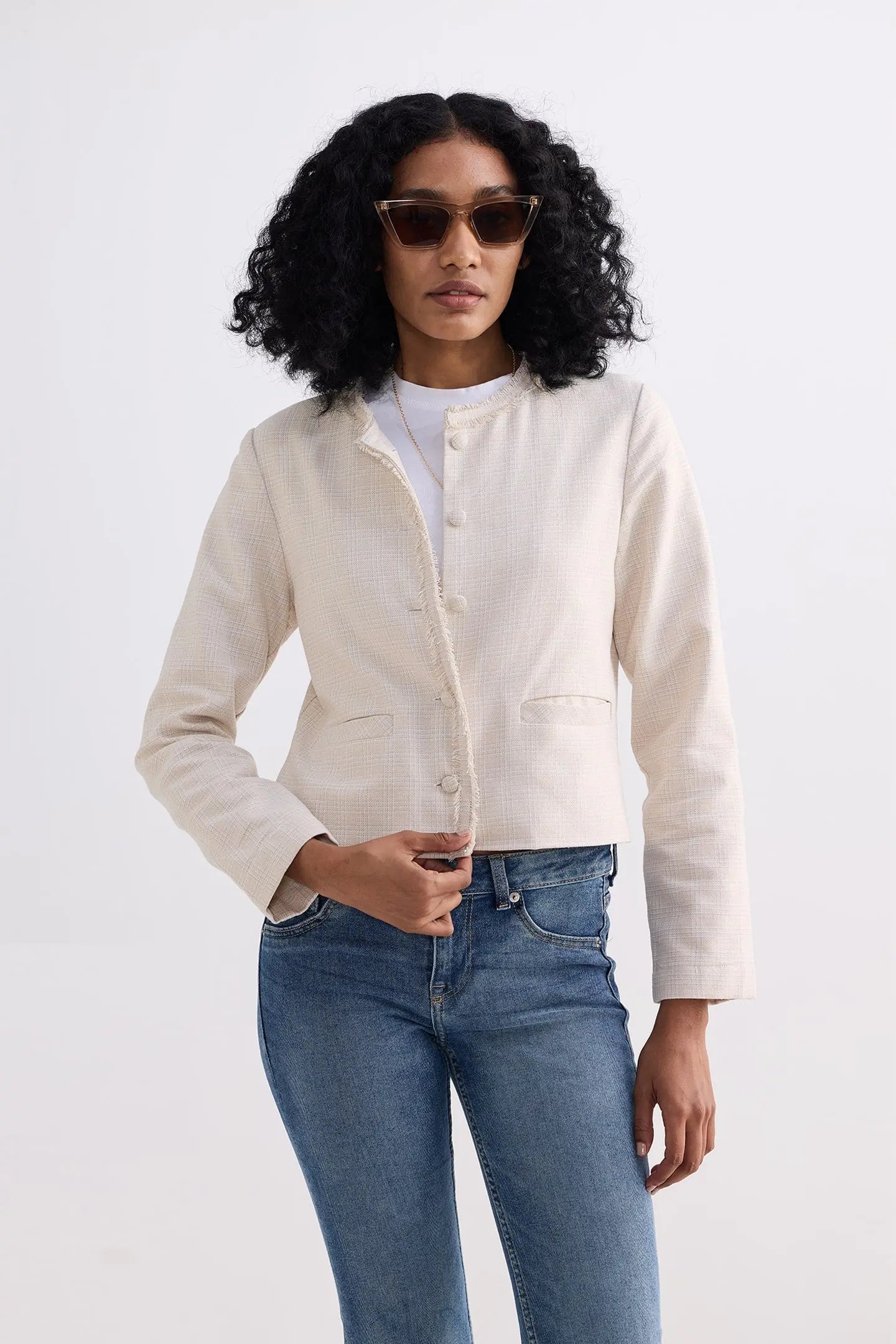 Cream Tweed Jacket KEMETIX