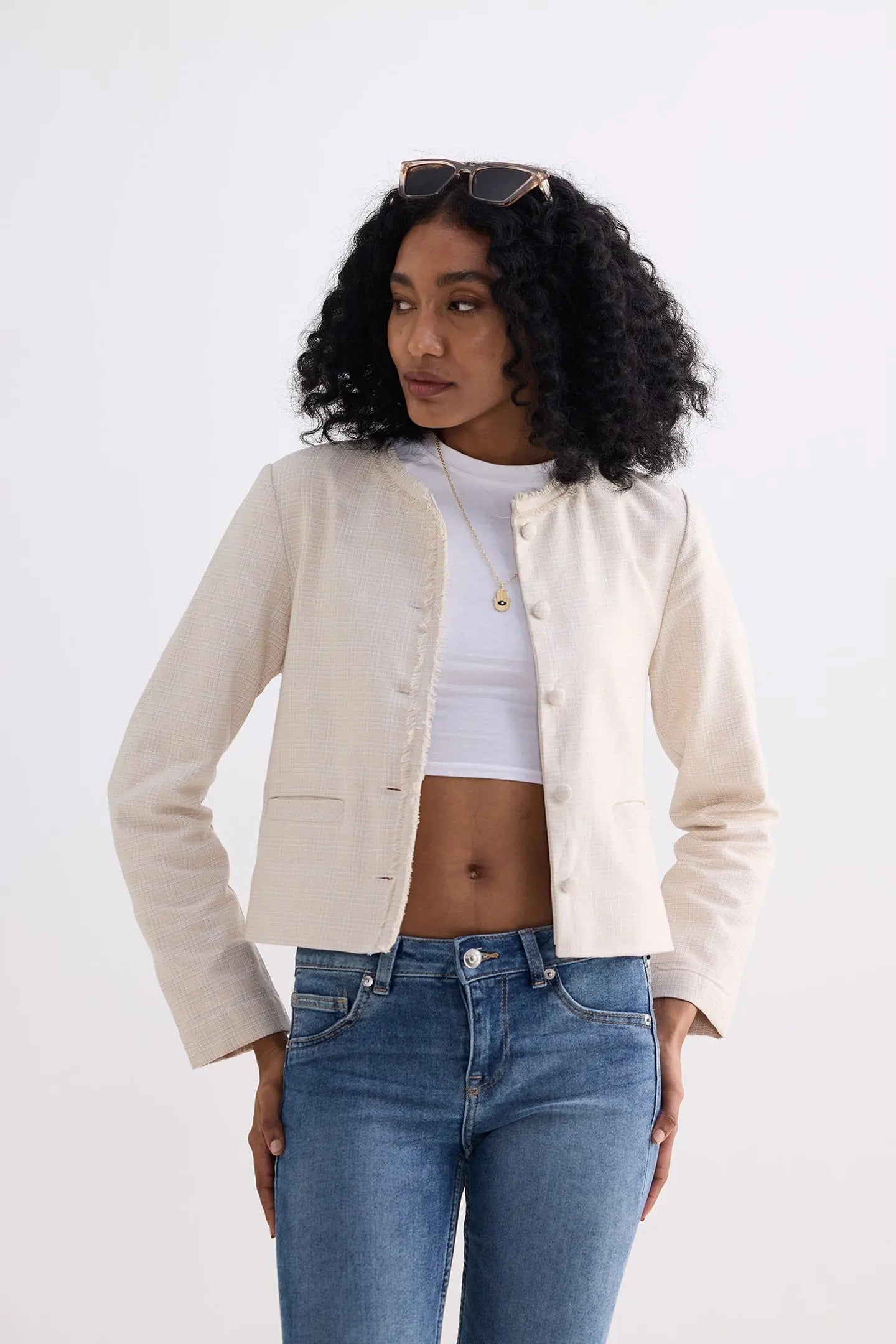 Cream Tweed Jacket KEMETIX