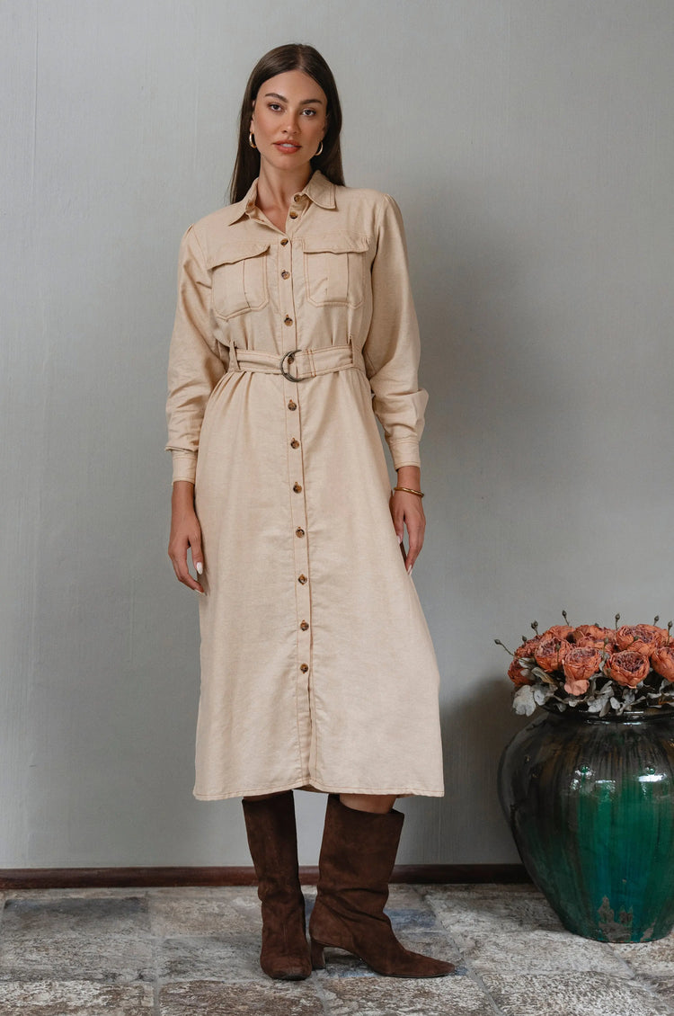 Marcelle Belted Shirt Dress KEMETIX