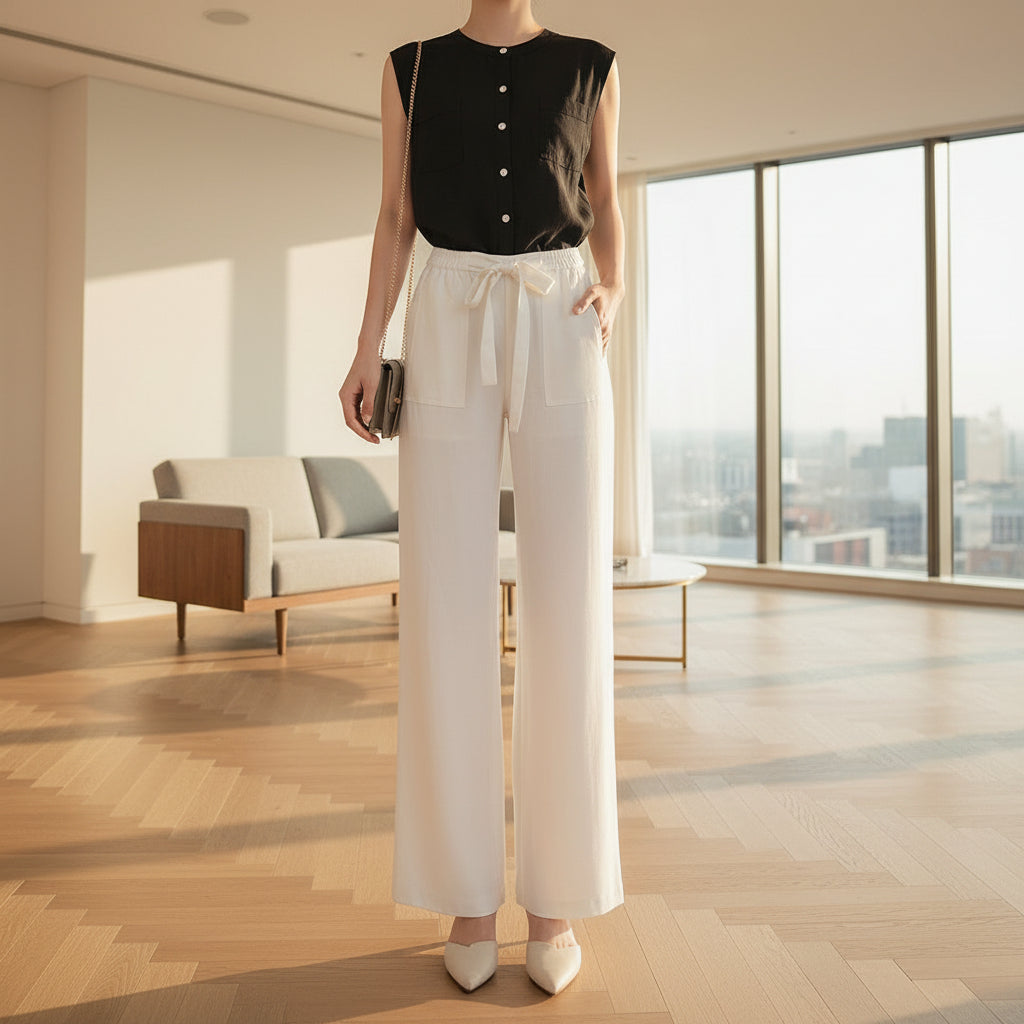Terra Bloom Linen Wide-Leg Pant