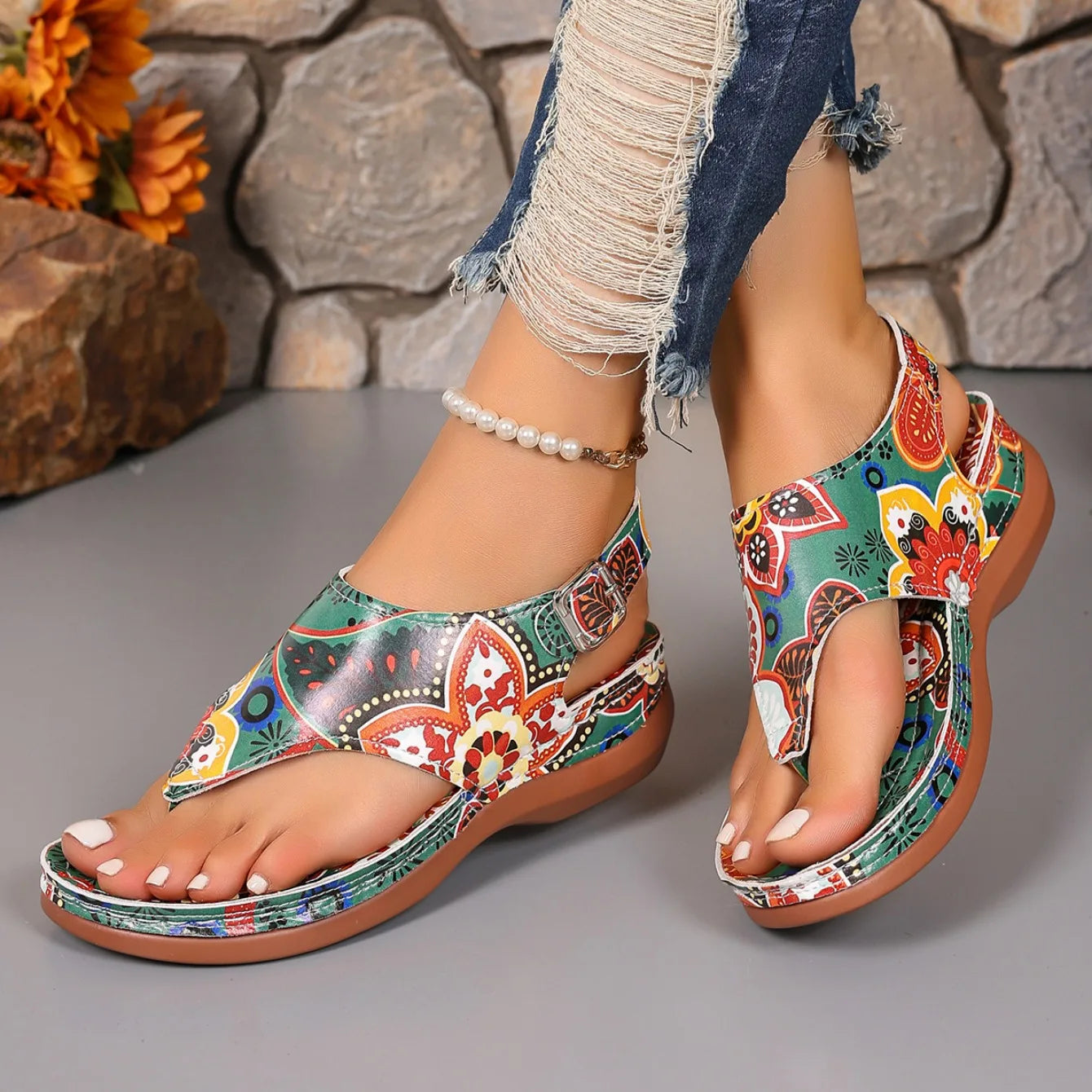 Mosaic Wedge Sandals