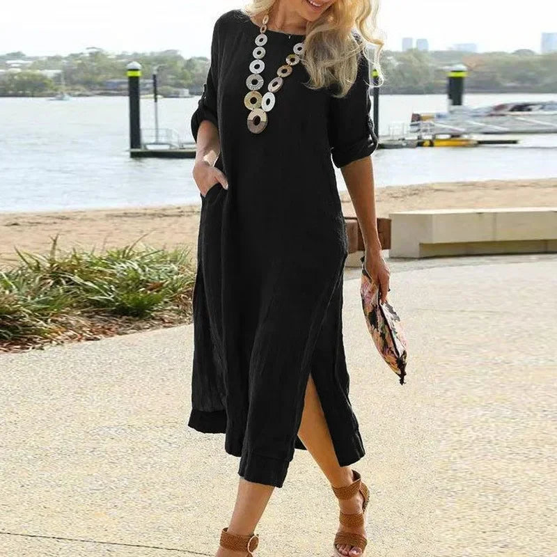 The Midnight Linen Maxi