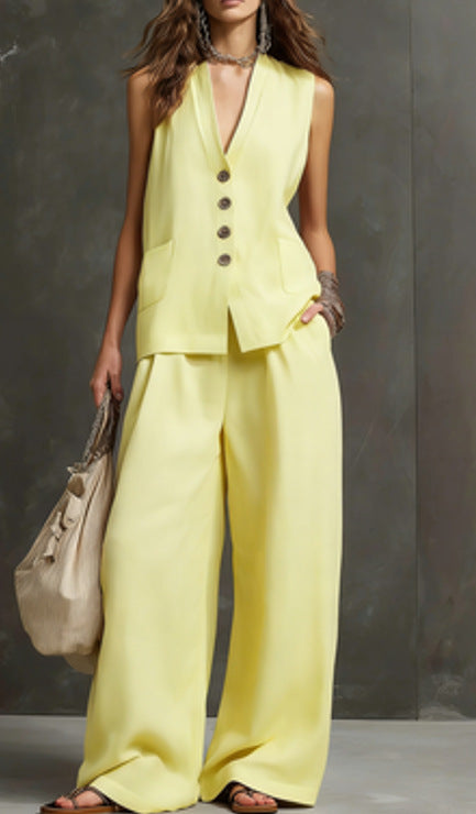The Linen Vest Set