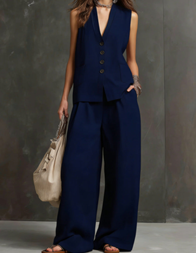 The Linen Vest Set